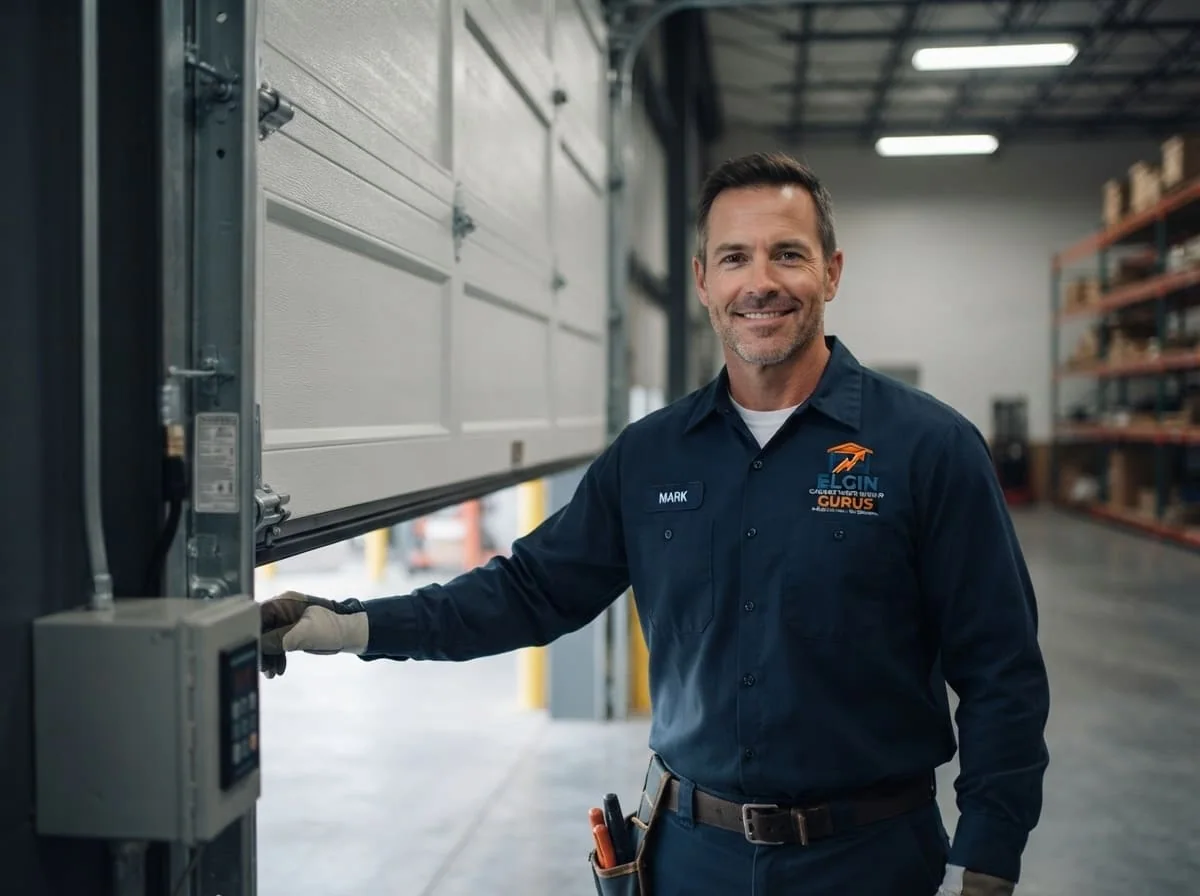 Technician safely realigning a garage door track after releasing spring tension